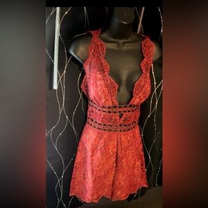 For Love & Lemons Mon Cheri Mini Dress - Red